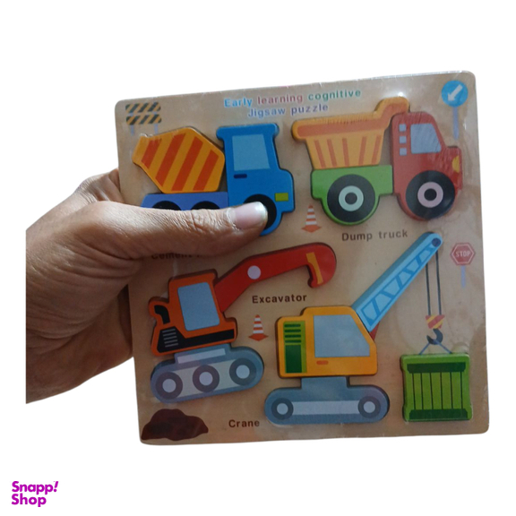 پازل آموزشی مدل اشکال برشی برجسته طرح ماشین آلات ساحتمانی