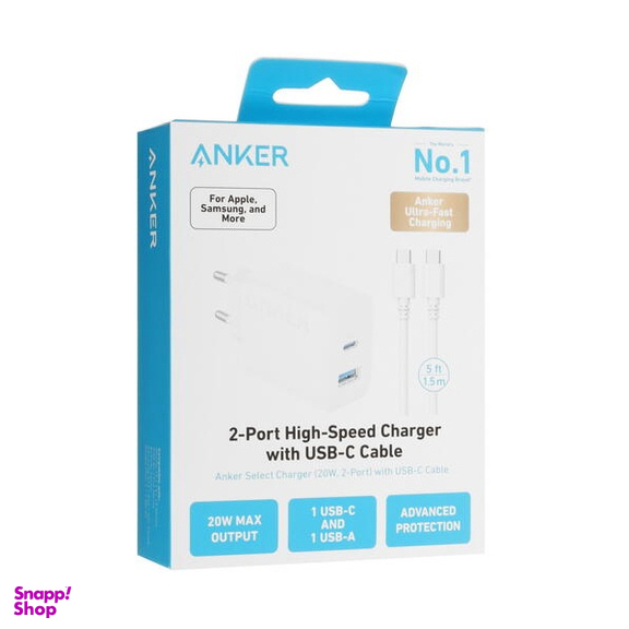 شارژر دیواری 20 وات انکر مدل B2348 به همراه کابل Type-C