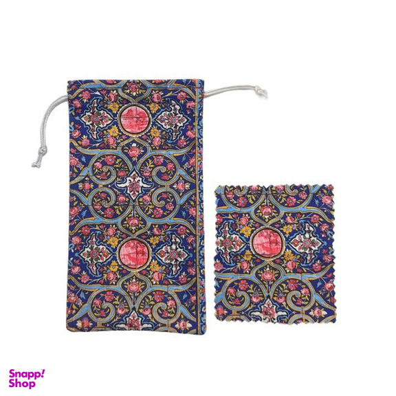 کاور عینک ترمه طراحان ایده مدل اسلیمی کد Trm523 به همراه دستمال