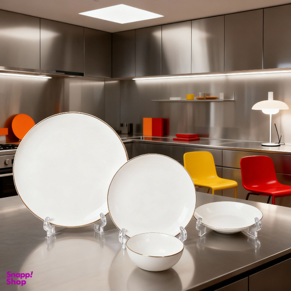 سرویس غذاخوری اپال 26 پارچه دسینی مدل دیوالی خط طلا اقتصادی