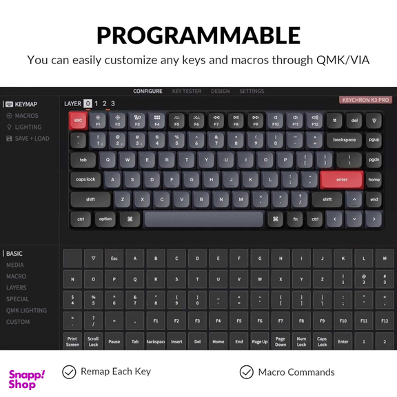 کیبورد بی سیم کیکرون مدل K3 Pro RGB Brown Switch
