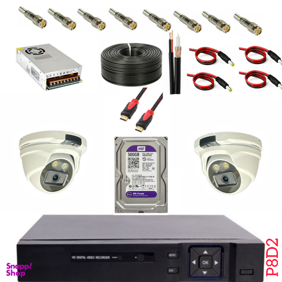 پک کامل دوربین مداربسته کد P8D2 مجموعه 20 عددی