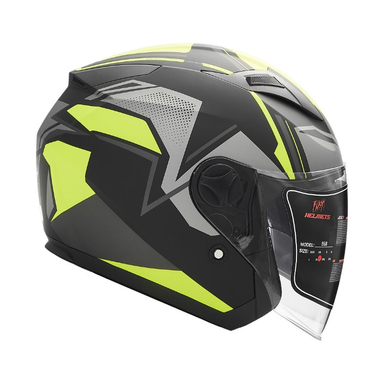 کلاه کاسکت بدون فک فلش مدل 868 matt black-neon yellow