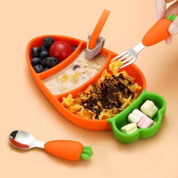 ست ظرف غذا خوری کودک مدل هویج مجموعه ۵ عددی