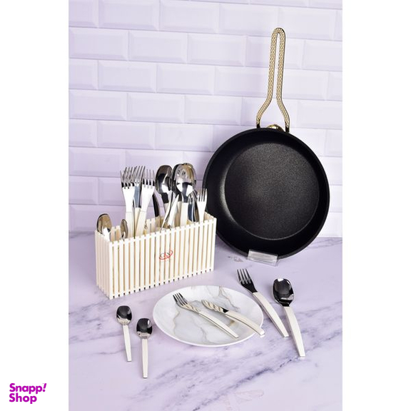 سرویس قاشق و چنگال 31 پارچه سی اند اس مدل منحنی