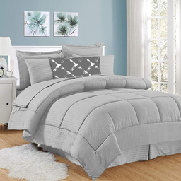 سرویس روتختی دو نفره 7 تکه نوپه هوم طرح راه راه هتلی کد 090 به همراه روبالشی طرحدار مینیمال