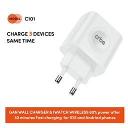 شارژر دیواری موبایل و ساعت 23 وات کربی مدل C101 3in1