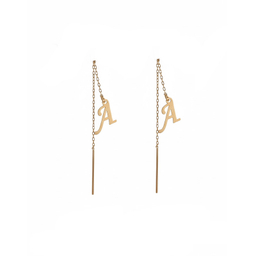 گوشواره بخیه ای طلا 18 عیار زنانه زرلاین مدل حرف A کد E-500029