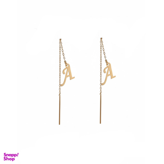 گوشواره بخیه ای طلا 18 عیار زنانه زرلاین مدل حرف A کد E-500029