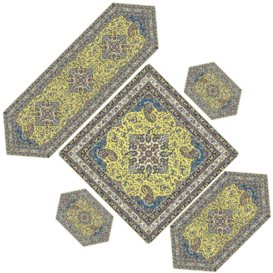 ست 5 تکه رومیزی ترمه حسینی مدل مهستان کد 1185