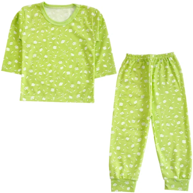 ست تیشرت آستین بلند و شلوار راحتی نوزادی مدل شکوفه کد 4130 رنگ سبز