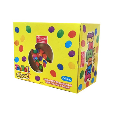 شکلات توپی با دراژه شکلاتی فان بال وزن 30 گرم بسته 24 عددی