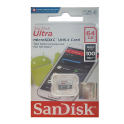کارت حافظه Microsdxc سن دیسک مدل Ultra کلاس 10 استاندارد Uhs-I U1 سرعت 100Mbps ظرفیت 64 گیگابایت
