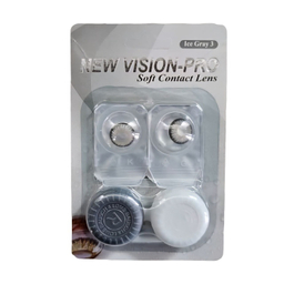 لنز چشم پرو نیو ویژن رنگ طوسی یخی دور مشکی وسط عسلی شماره 3 به همراه جای لنز