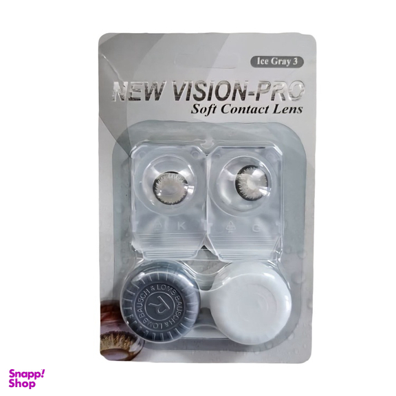 لنز چشم پرو نیو ویژن رنگ طوسی یخی دور مشکی وسط عسلی شماره 3 به همراه جای لنز