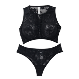 ست شورت و سوتین زنانه برتا مدل توری کد 1051M رنگ مشکی