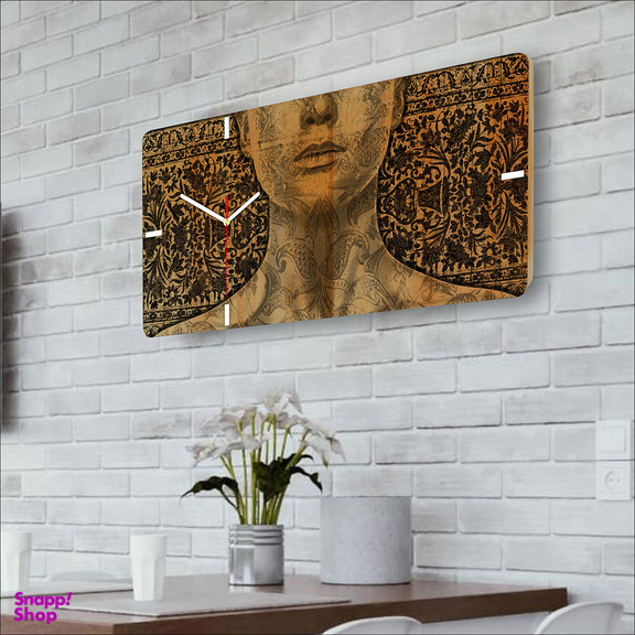 ساعت دیواری چوبی چارگوش مدل RC03 طرح مستطیل