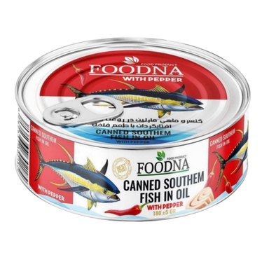 کنسرو تن ماهی فلفلی فودنا وزن 180 گرم