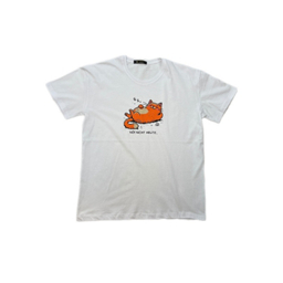 تیشرا زنانه مدل گربه تنبل کد Solo28 رنگ سفید