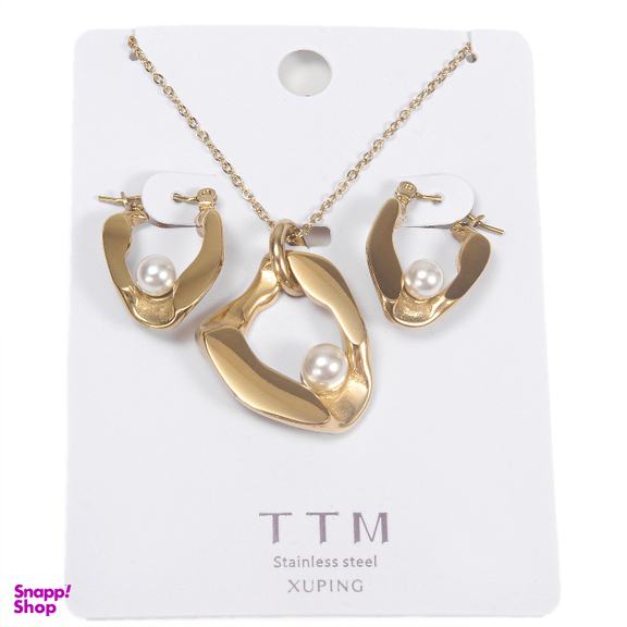 نیم ست زیور زنانه ژوپینگ کد 1171942754 رنگ طلایی