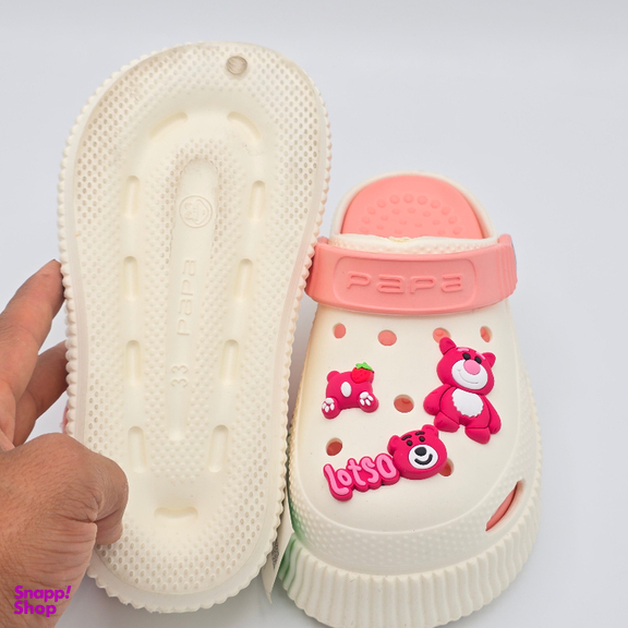 صندل بچگانه پاپا مدل کراکس کد 5863 رنگ کرم قرمز