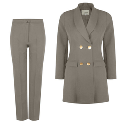 ست مانتو و شلوار زنانه مدل BARAN493 رنگ طوسی