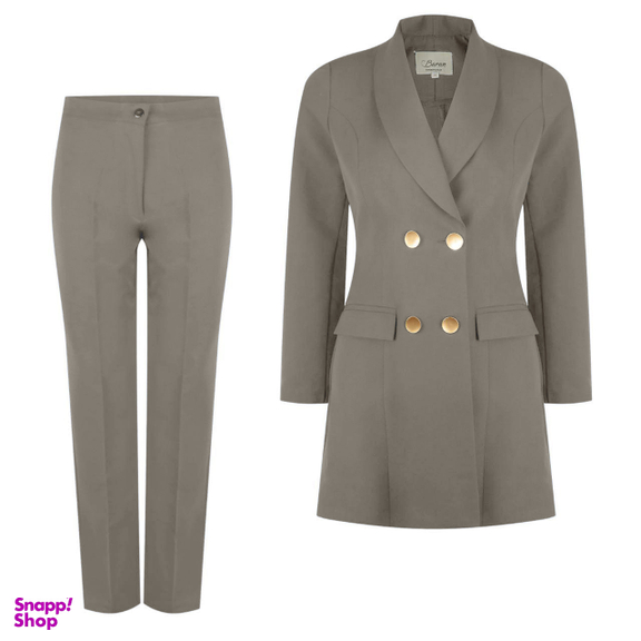 ست مانتو و شلوار زنانه مدل BARAN493 رنگ طوسی