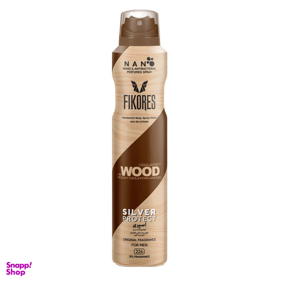 اسپری بدن مردانه فیکورس مدل Wood حجم 200 میلی لیتر