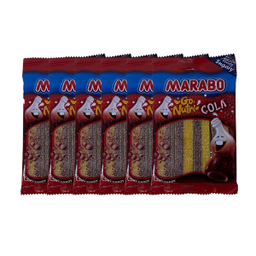 پاستیل نواری با طعم کولا مارابو وزن 100 گرم بسته 6 عددی