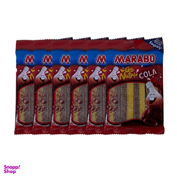 پاستیل نواری با طعم کولا مارابو وزن 100 گرم بسته 6 عددی