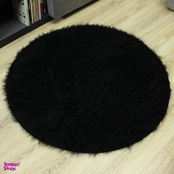 فرش ماشینی شاران هوم طرح خز پرز بلند فانتزی مدل اسفنج دار زمنیه مشکی