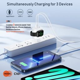 شارژر دیواری موبایل و ساعت 23 وات کربی مدل C101 3in1