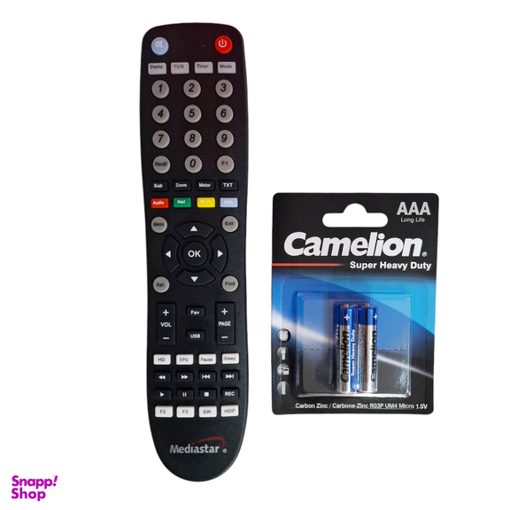 ریموت کنترل مدیا استار مدل میکروسوئیچ کد MS-12000 به همراه باتری نیم قلمی کملیون