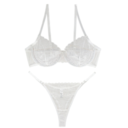 ست سوتین و شورت زنانه مدل توری کد 2020ozw رنگ سفید