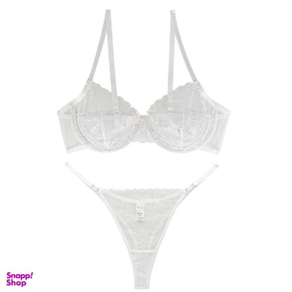 ست سوتین و شورت زنانه مدل توری کد 2020ozw رنگ سفید