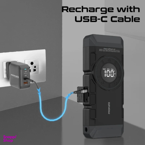 جامپر استارتر و پاوربانک چهار در یک پرومیت مدل PATROLPACK-2 ظرفیت 12000 میلی آمپر ساعت