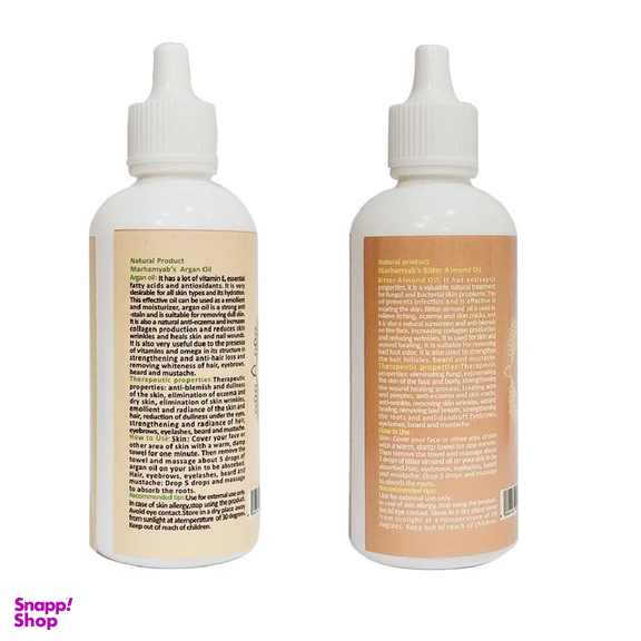 روغن تقویت کننده مو ، مژه و ابرو مرهم یاب مدل بادام تلخ و آرگان حجم 80 میلی لیتر مجموعه 2 عددی