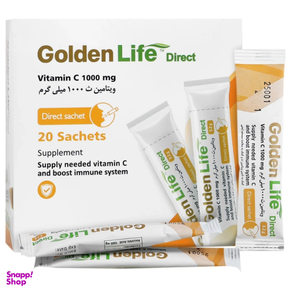 ساشه ویتامین سی 1000 میلی گرم گلدن لایف بسته 20 عددی