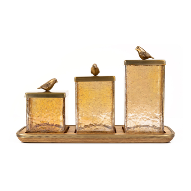 بانکه گلد کیش مدل گلدن برد کد GK829417 ۳ عددی درب دار به همراه سینی