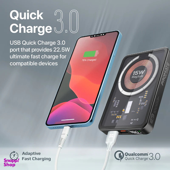 پاوربانک بی سیم پرومیت مدل TRANSPACK-10 ظرفیت 10000 میلی آمپر ساعت