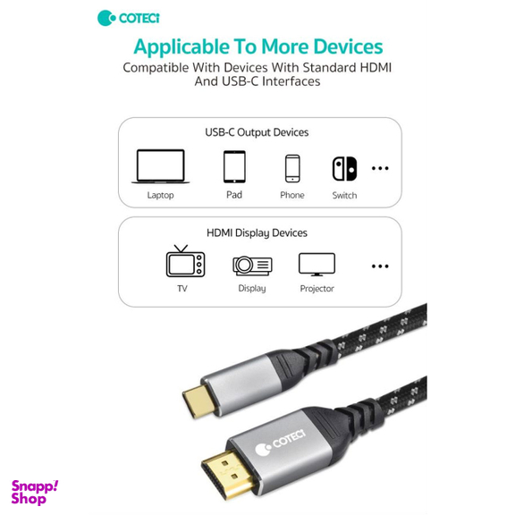 کابل تبدیل Type-C به HDMI کوتتسی مدل 87411 طول 2 متر