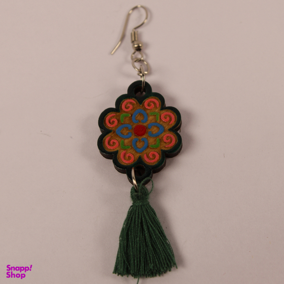 گوشواره دخترانه چوبی سرهه مدل لنگه به لنگه طرح سنتی