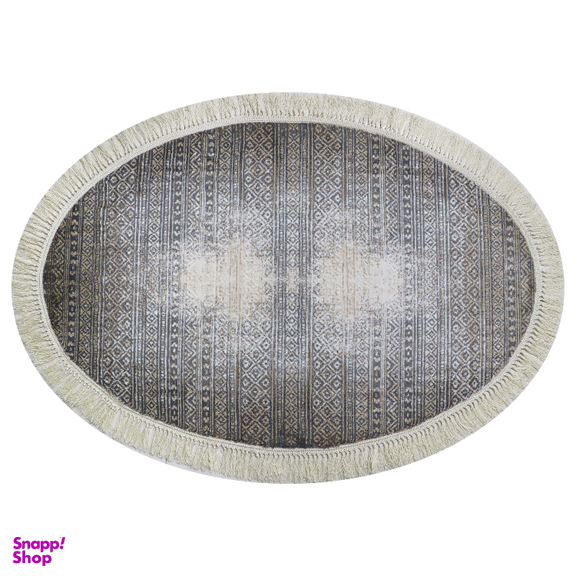 فرش بیضی طرح مراکش رنگ زمینه طوسی