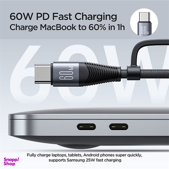 کابل تبدیل USB/USB-C به لایتنینگ/USB-C جوی روم مدل SA37-2T2 طول 1.2 متر