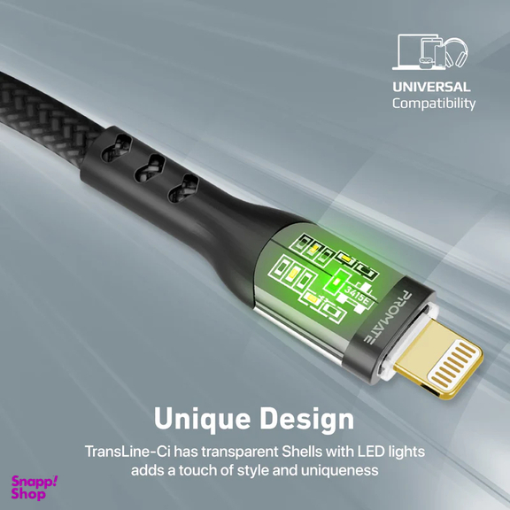 کابل USB-C به لایتنینگ پرومیت مدل TRANSLINE-CI.BLACK طول 1.2 متر