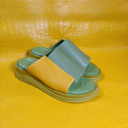 دمپایی روفرشی زنانه مدل آفتاب رنگ سبز زرد