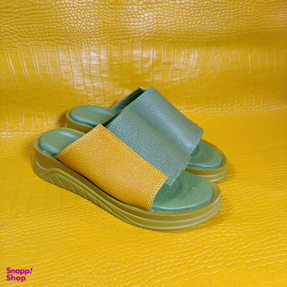 دمپایی روفرشی زنانه مدل آفتاب رنگ سبز زرد