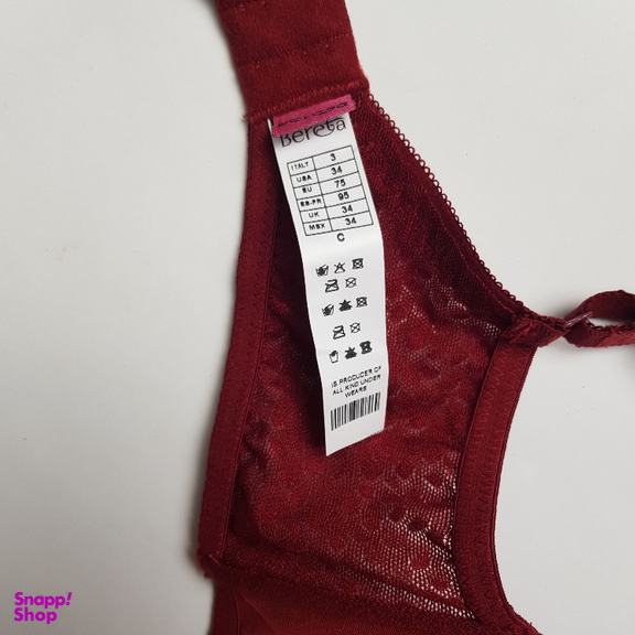 ست شورت و سوتین زنانه برتا مدل اسفنجی کد 6020KC رنگ زرشکی