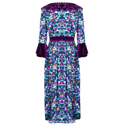 پیراهن زنانه مدل 100050603 طرح گل رنگ بنفش