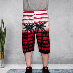 شلوارک مردانه طرح هاوایی کد 11 رنگ قرمز